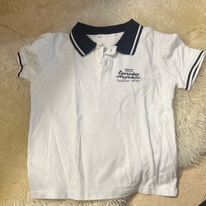 Zara White Polo with Navy Trim